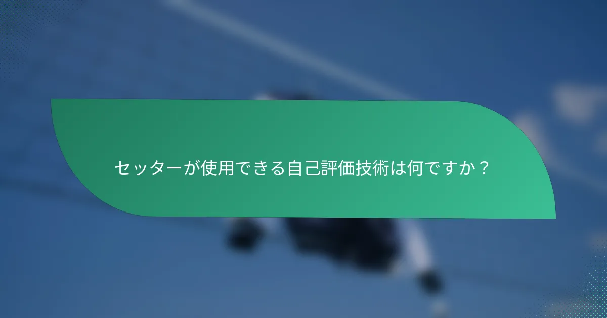 セッターが使用できる自己評価技術は何ですか？