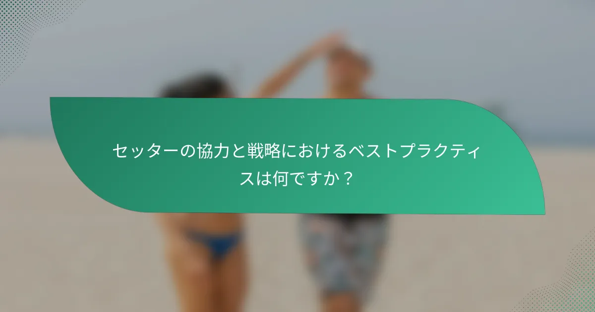 セッターの協力と戦略におけるベストプラクティスは何ですか？